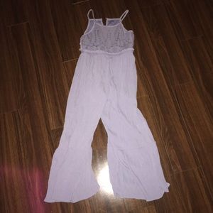 Baby blue romper with lace design